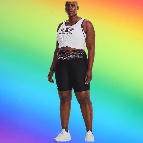 Under Armour HeatGear Pride Bike Shorts Women s Size 3X LGBTQIA Rainbow LOVE Shorts
